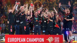 The 2016 European Men’s Handball Champions celebrate in Berlin